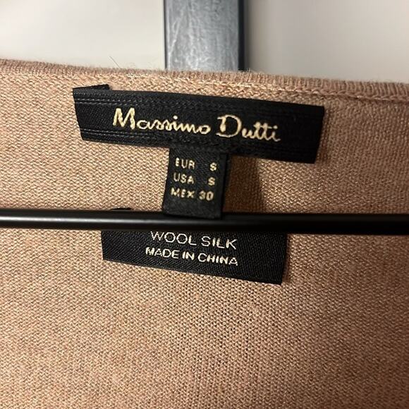 Massimo Dutti Elbow Patch Wool Silk Blend V Neck Sweater Size Small - Picture 3 of 5